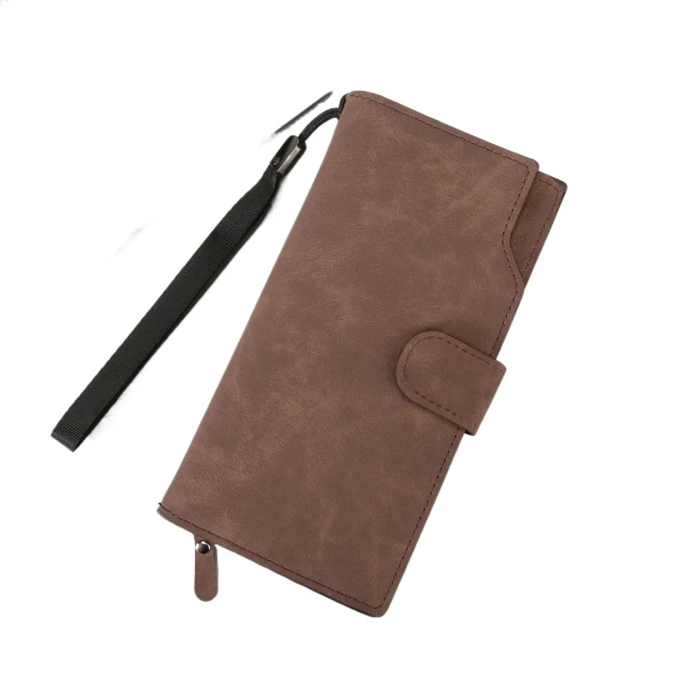 Portefeuille Long Homme Femme Cuir PU Grande Capacité - Business Clutch Téléphone Fermoir Bleu
