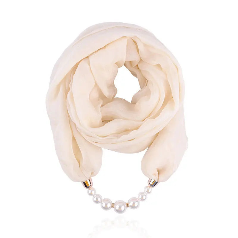 Foulard Collier Pendentif Couleur Unie Femme - Écharpe Neckerchief Bijou Hijab Accessoire