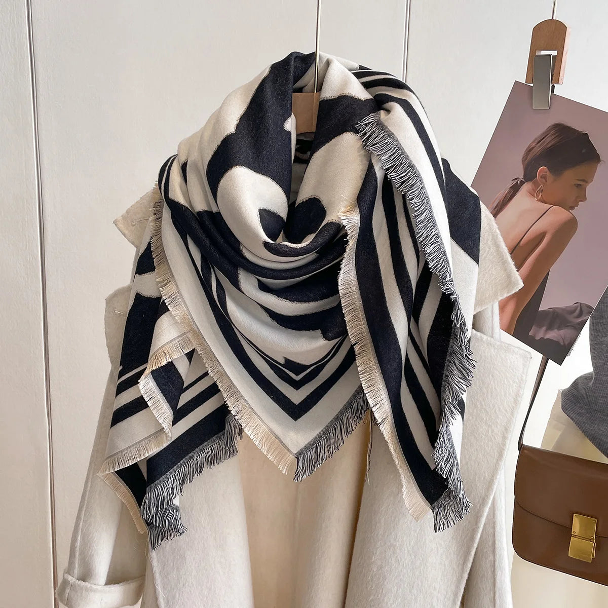Foulard Écharpe Cachemire Imitation Femme Hiver - Châle Carré Soie Laine Chaud Mode