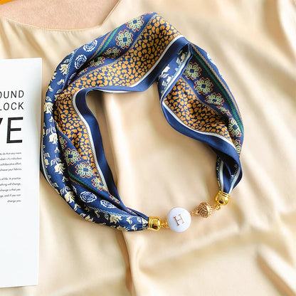 Women's Square Scarf with Magnetic Buckle - Versatile Summer Luxury Scarf/Necklace