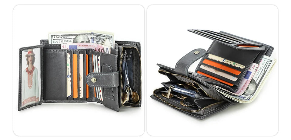 Portefeuille Femme Cuir Véritable Luxe Rose - Porte-Monnaie Compact Fermoir Hasp Porte-Carte Qualité