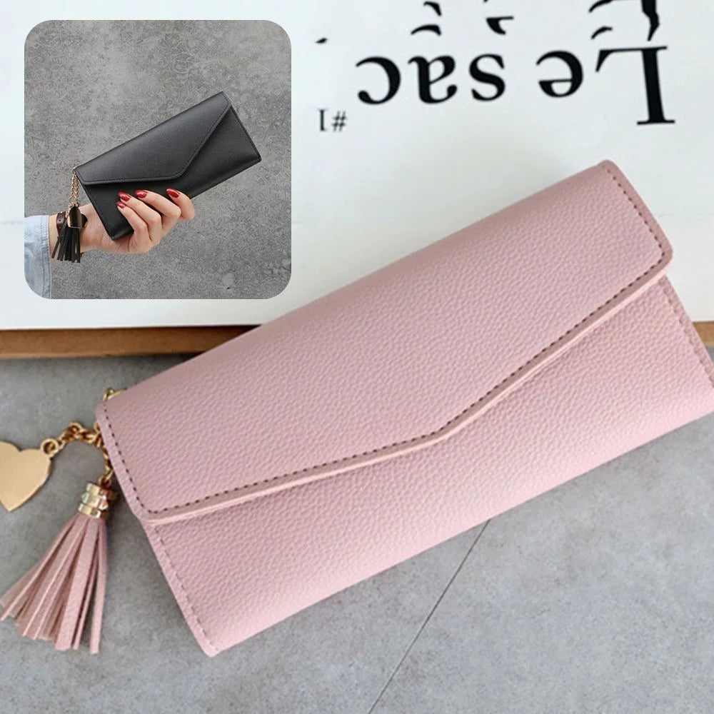 Portefeuille Femme Long Cuir PU - Pochette Clutch Porte-Cartes avec Porte-Monnaie