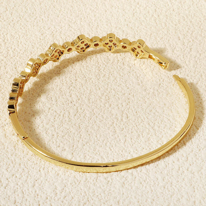 Bracelet Cuivre & Zirconia Femme – Élégance Minimaliste Style Européen