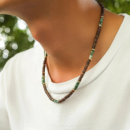 Bracelet Bohème Cuir & Perles Bois Homme – Tressé Main, 26 Coloris