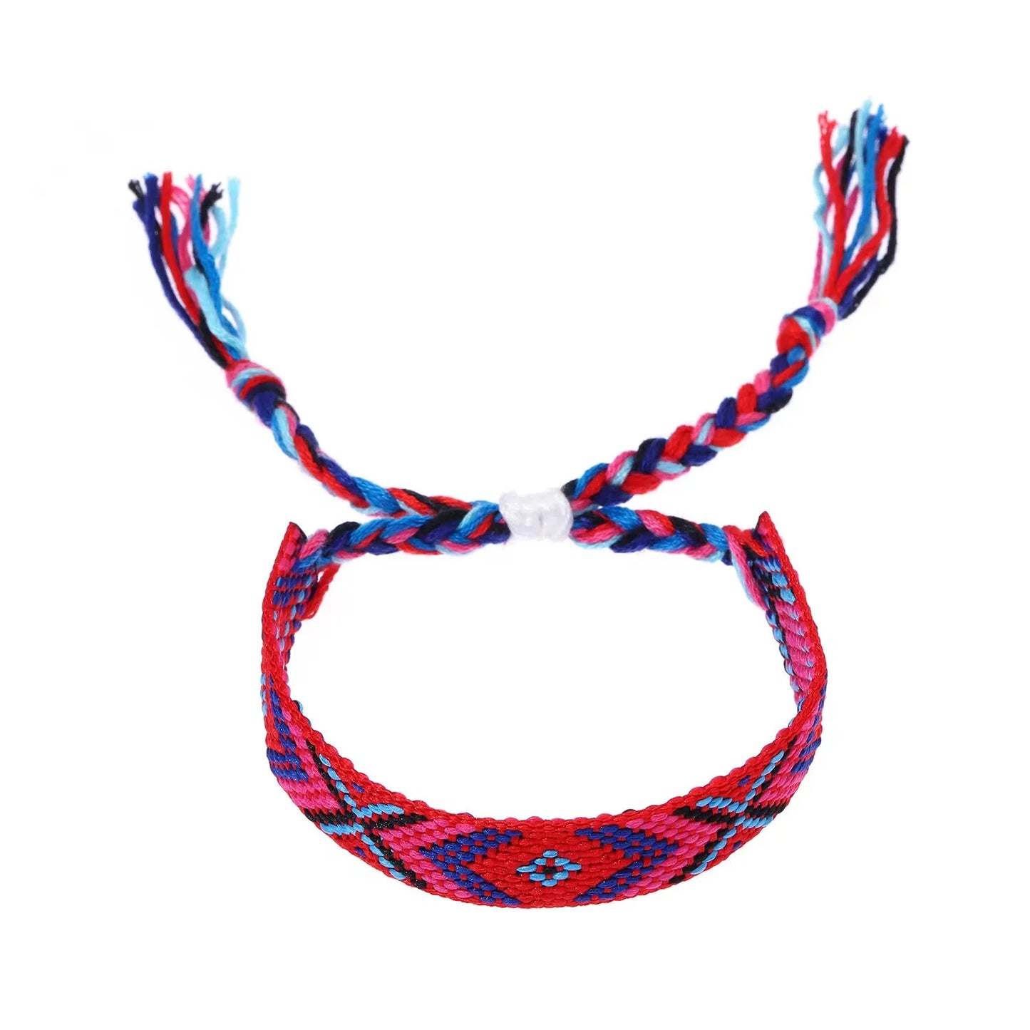 Ensemble 12 Bracelets Tissés Bohème Rétro Rayés – Ajustables Unisexe