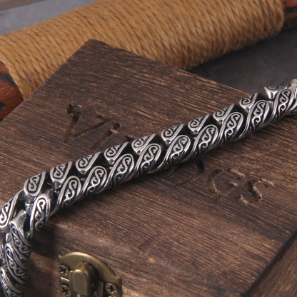 Bracelet Gourmette Acier Inoxydable Homme – Chaîne 12mm Style Viking Vintage