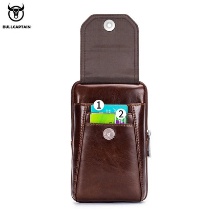 Sacoche Banane Cuir Homme BULLCAPTAIN - Sac Ceinture Poitrine Téléphone Multifonction