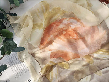 Foulard Écharpe Georgette Dégradé Rose Femme - Bandana Châle Été Protection Solaire Plage