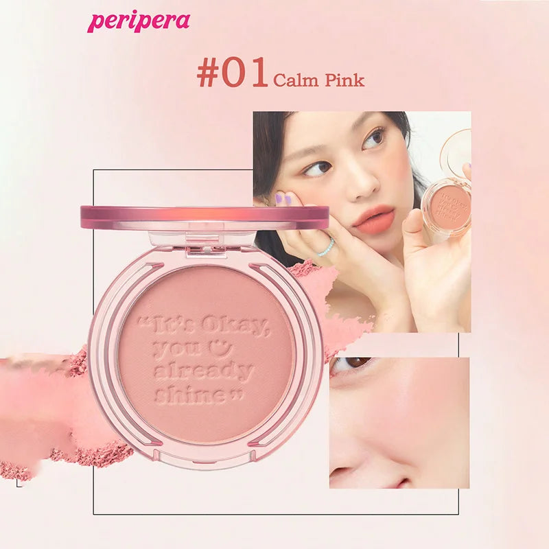 Blush K-Beauty Calm Pink - Poudre Mate Fine Joues Longue Tenue Non-Cakey Maquillage Nude Coréen