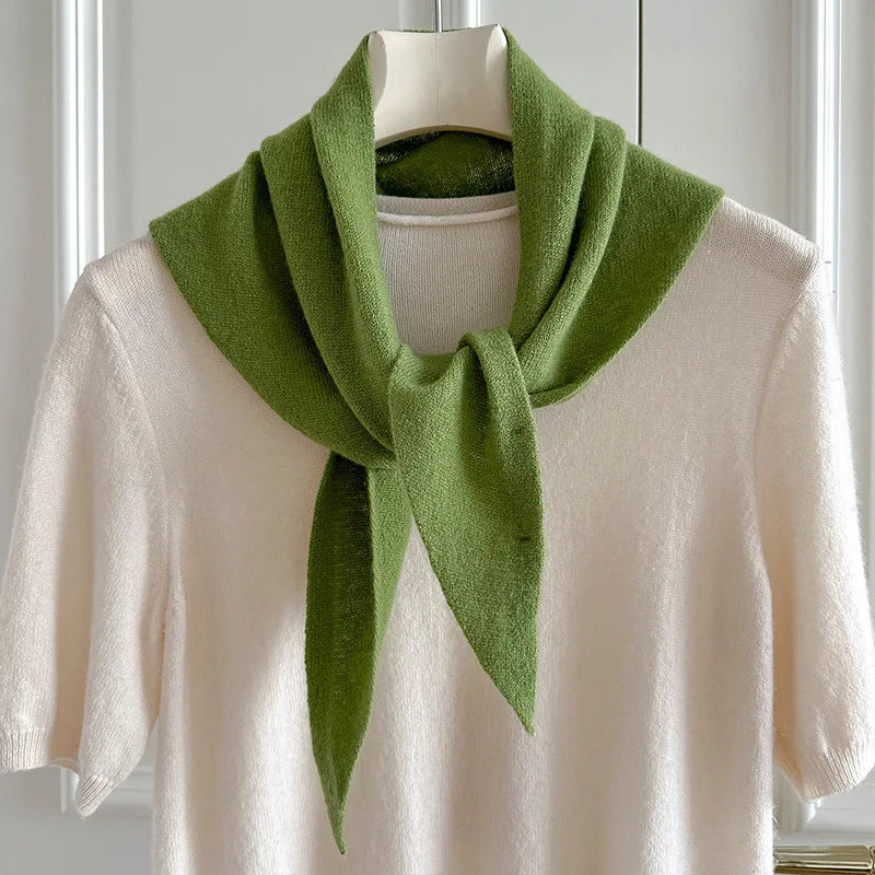 Foulard Triangle Laine 100% Femme - Écharpe Tricotée Style Britannique Multifonction Hiver