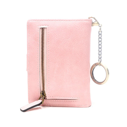 Portefeuille Femme Cuir Rétro Rouge - Porte-Monnaie Court Bifold avec Porte-Cartes Détachable