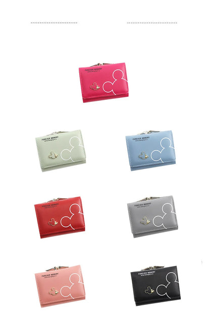 Portefeuille Femme Court Triple Pli Cartoon - Porte-Monnaie Étudiant Lettres Imprimées Rose