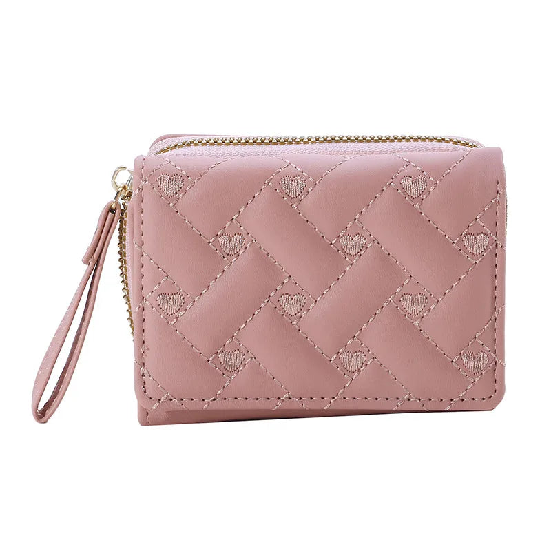 Portefeuille Femme Kawaii Mignon - Petit Porte-Monnaie Cuir Rose Designer