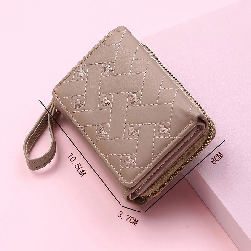 Portefeuille Femme Kawaii Mignon - Petit Porte-Monnaie Cuir Rose Designer