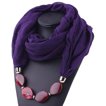 Foulard Collier Ethnique Coton Lin - Accessoire Mode Pendentif Doux