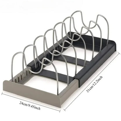 Organisateur Extensible pour Casseroles et Poêles - Rangement Ajustable en Acier Inoxydable