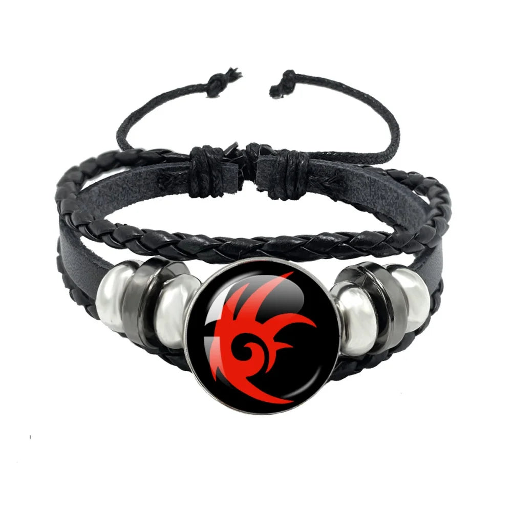 Bracelet Shadow le Hérisson Cabochon Verre – Cuir Multicouche Tressé Unisexe