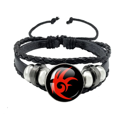 Bracelet Shadow le Hérisson Cabochon Verre – Cuir Multicouche Tressé Unisexe