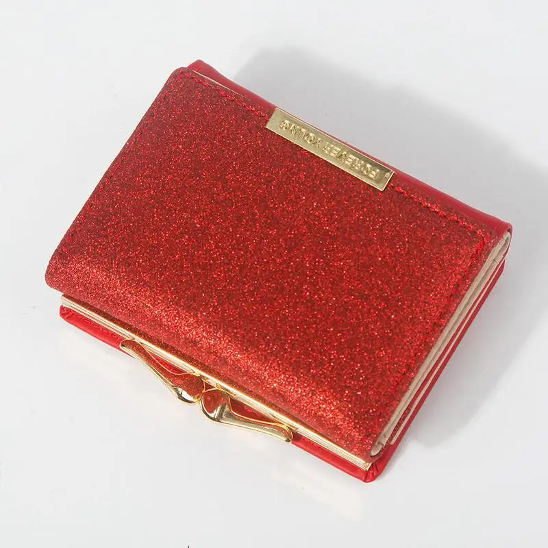Portefeuille Femme Brillant Tri-Fold - Cartera Mujer Clutch Porte-Monnaie Simple