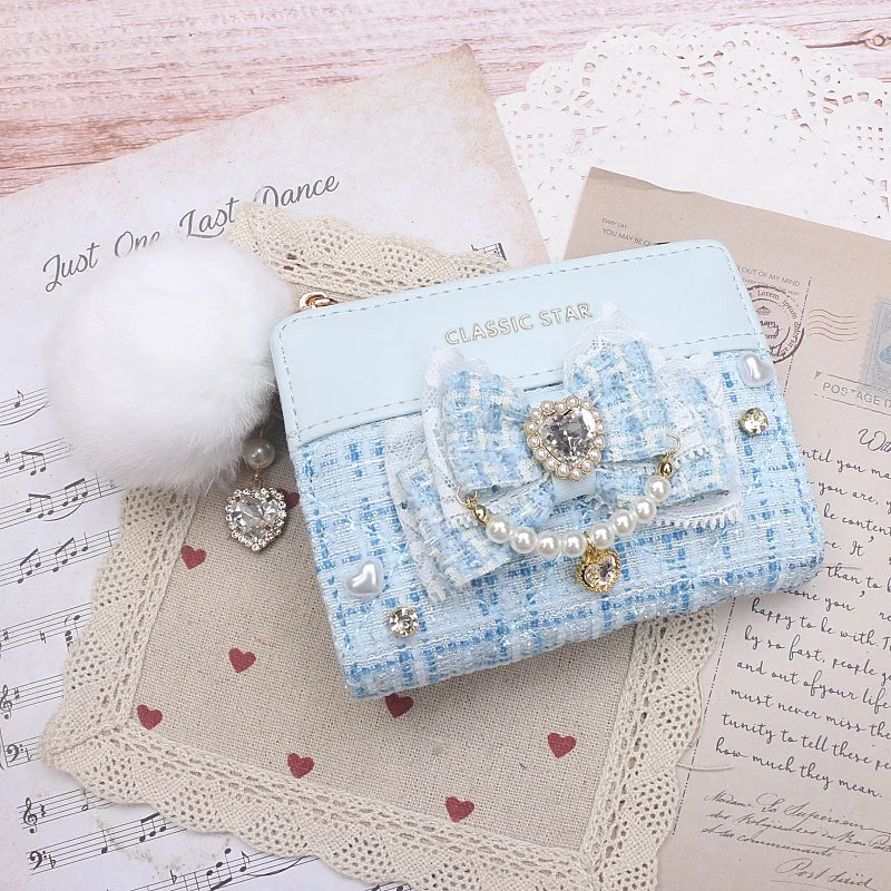 Portefeuille Femme Lolita Mignon Cuir PU - Court Porte-Cartes Monnaie Kawaii Cadeau Fille
