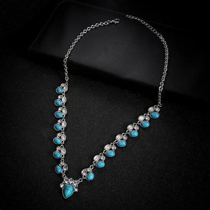 Collier Bohème Fleurs Blanches Vertes - Ras-de-Cou Perles Femme - Bijou Statement