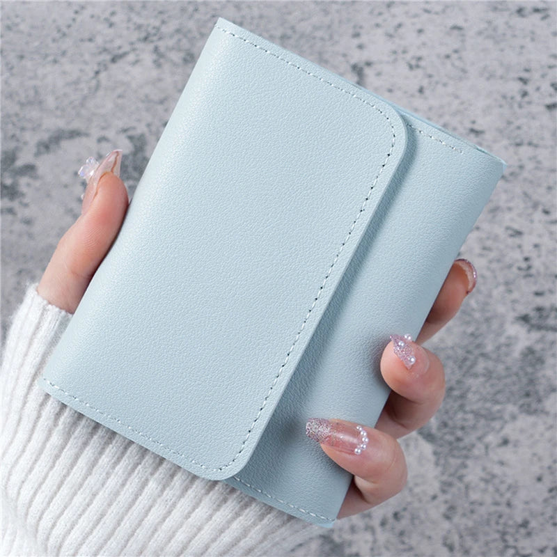 Portefeuille Femme Compact Rose - Mini Porte-Monnaie Cuir PU avec Fermoir et Compartiment Pièces