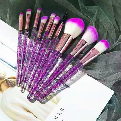 Set 10 Pinceaux Maquillage Professionnel Rose - Détails Blush Fond de Teint Correcteur Ombre Paupières Doux