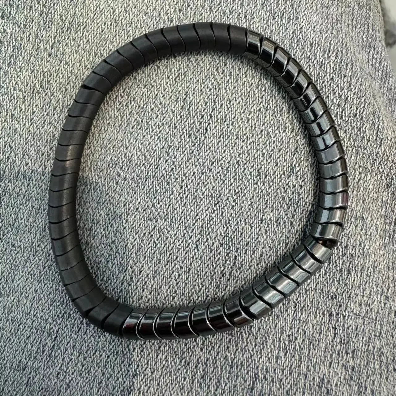 Bracelet Hématite Zigzag Magnétique – Énergie & Équilibre Unisexe