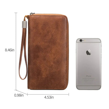 Portefeuille Femme Vintage RFID - Grande Capacité Cuir PU avec Porte-Cartes