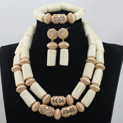 Parure Luxe Corail Nigérian 4 Couches – Ensemble Mariée Statement