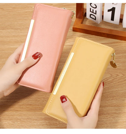 Portefeuille Femme Trifold Long Haut de Gamme - Multi-Cartes Multifonction