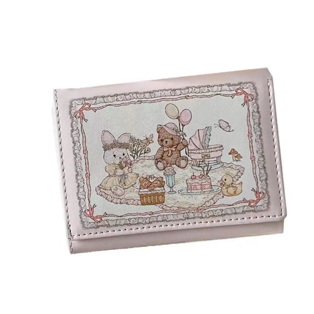 Portefeuille Femme Court Cute Petit Pliable - Porte-Monnaie Zippé Cuir PU Imprimé Animal Esthétique Jeune