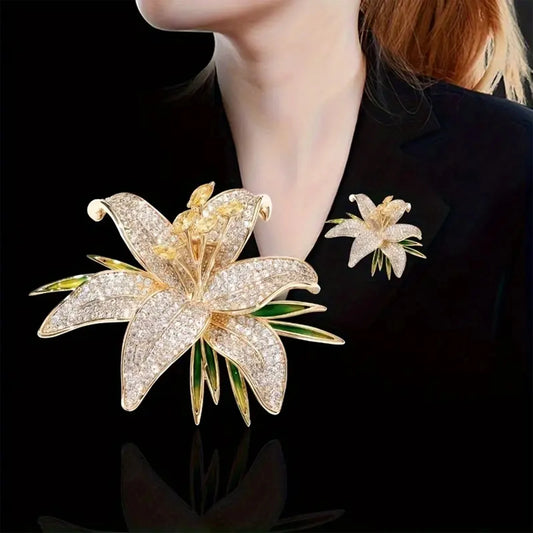 Broche Fleur de Lys Luxueuse Élégante – Pin's Col Polyvalent Simple Femme
