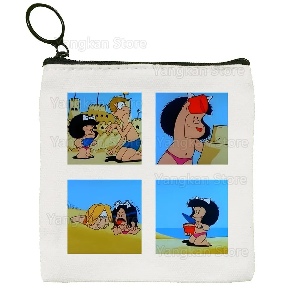 Portefeuille Vintage Mafalda Porte-Monnaie - Porte-Carte Multifonction Garçon Fille Unisexe Rétro