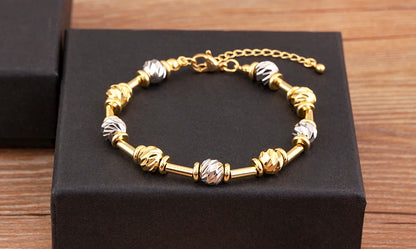 Bracelet Perles CZ Fait Main Ajustable – Chaîne Cuivre Polyvalent Femme