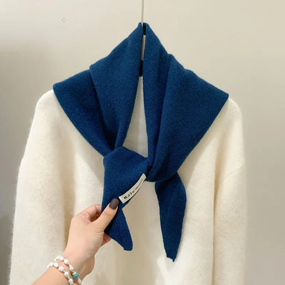 Foulard Triangle Laine Style Américain Coréen - Écharpe Tricotée Multifonction Femme Hiver