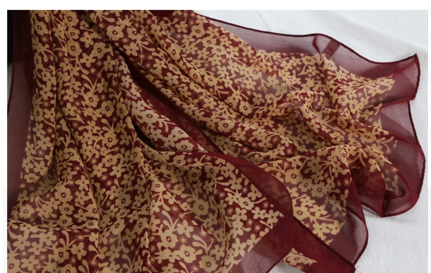 Foulard Écharpe Mousseline Petite Fleur Femme - Bandana Hijab Châle Été Protection Solaire