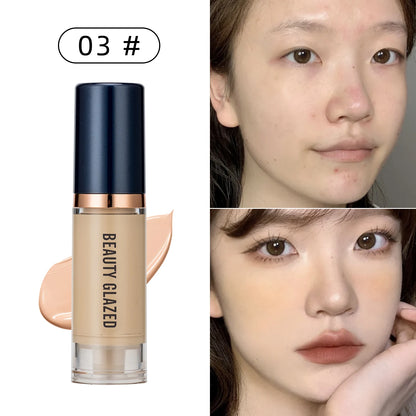 Fond de Teint Liquide Beauty Glazed 6 Couleurs - Couvrance Totale Waterproof Hydratant Effet Naturel Longue Tenue