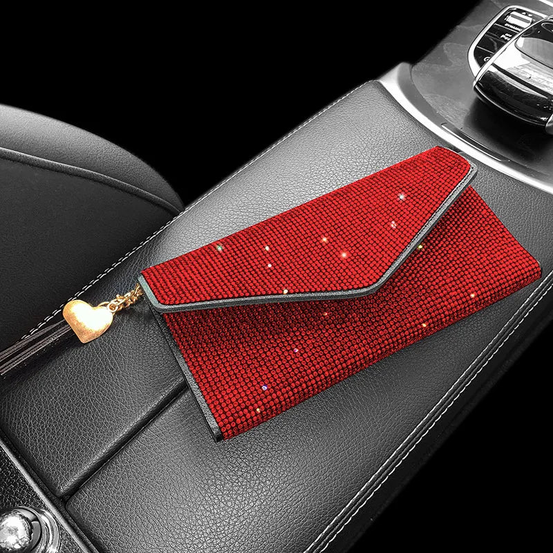 Portefeuille Femme Cristaux Bling - Porte-Cartes Carré Fashion avec Strass