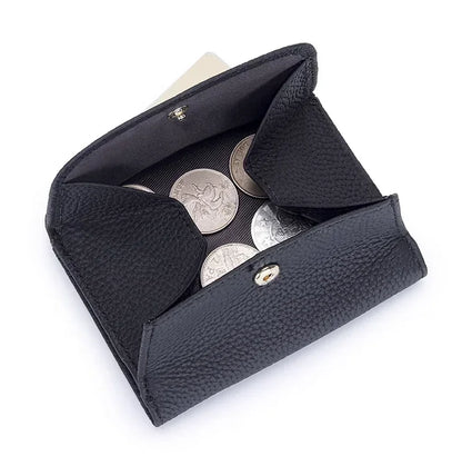 Portefeuille Femme Cuir Véritable Pliable Simple - Porte-Monnaie Multifonction Coin Bag Petit Money Bag