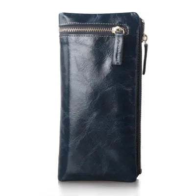 Portefeuille Femme Cuir Véritable Long - Porte-Monnaie Luxe Huile Végétale Casual