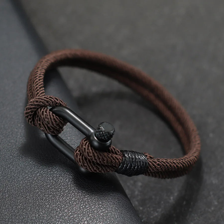 Bracelet en Corde Tressée Double Couche Fait Main - Style Milan 4mm pour Homme
