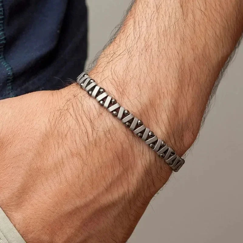 Bracelet Hématite Zigzag Magnétique – Énergie & Équilibre Unisexe