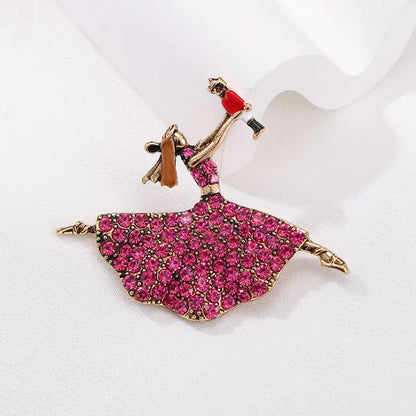 Broche Danseuse Ballet Cristaux – Pin's Vintage Élégant Femme Fille