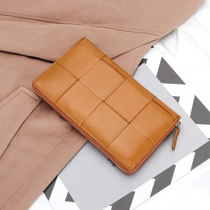 Portefeuille Femme Cuir Véritable Long - Porte-Monnaie Luxe Design Clutch Cadeau