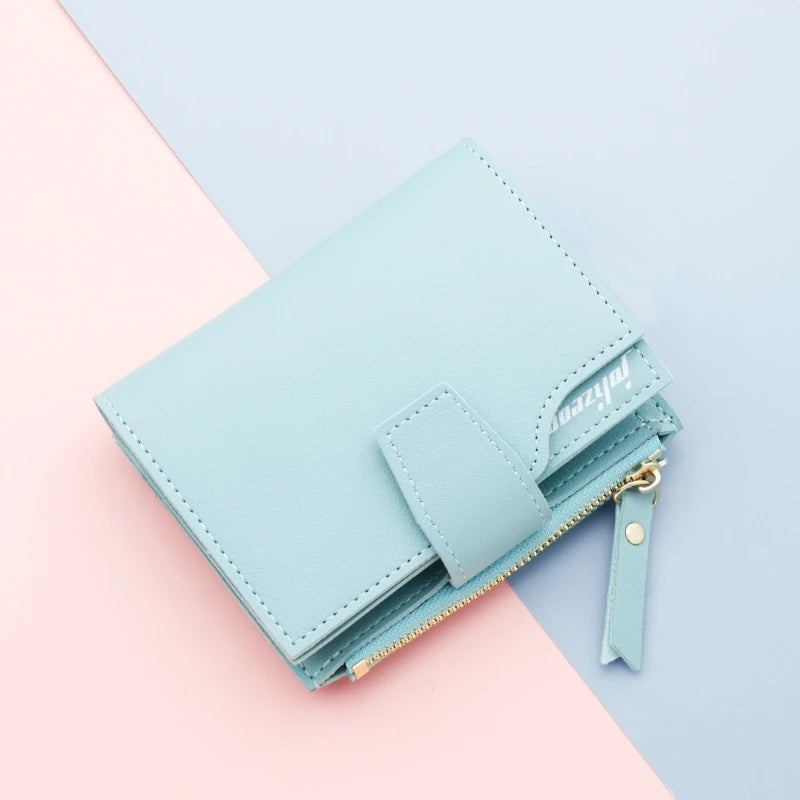 Mini Portefeuille Femme Compact Noir - Petit Porte-Cartes Élégant pour Filles