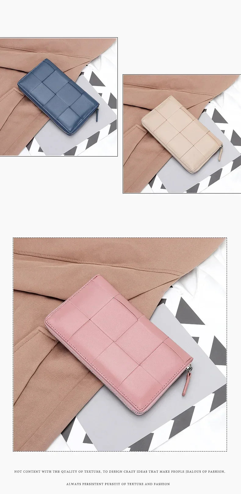 Portefeuille Femme Cuir Véritable Long - Porte-Monnaie Luxe Design Clutch Cadeau