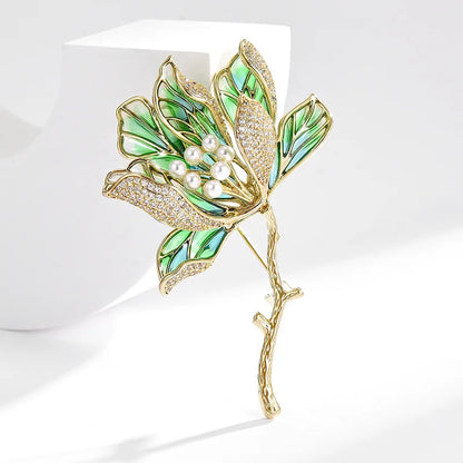 Broche Fleur Pivoine Strass Perle Luxe Résine Élégante – Pin's Mariage Soirées Couple Unisexe