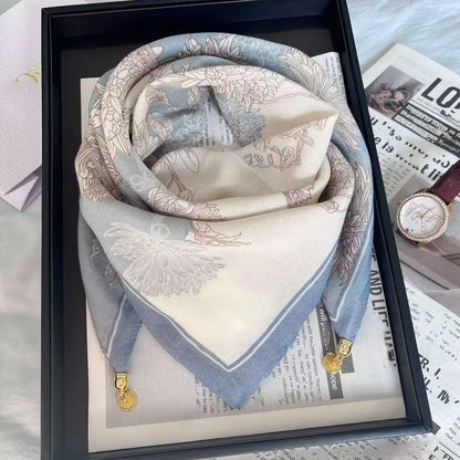 Luxury Square Scarf with Magnetic Buckle for Women - Versatile Fashion Pendant Scarf