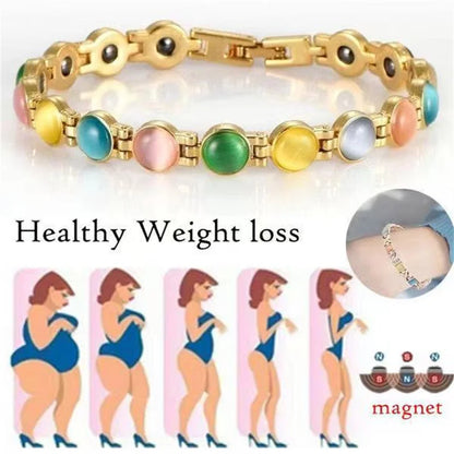 Bracelet Opale Magnétique Plaqué Or 18K – Énergie & Charme Femme